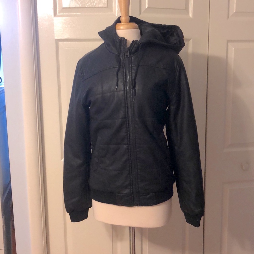 ASOS Faux Leather Biker Jacket with hood